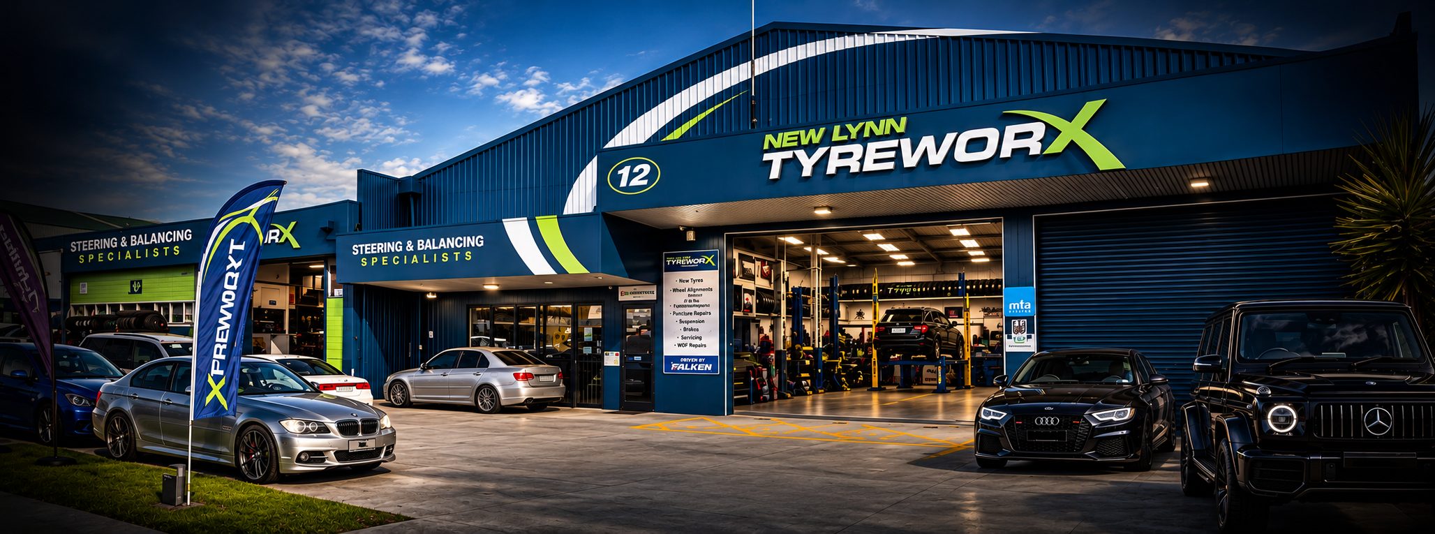 New Lynn Tyreworx storefront on 12 Crum Ave, New Lynn